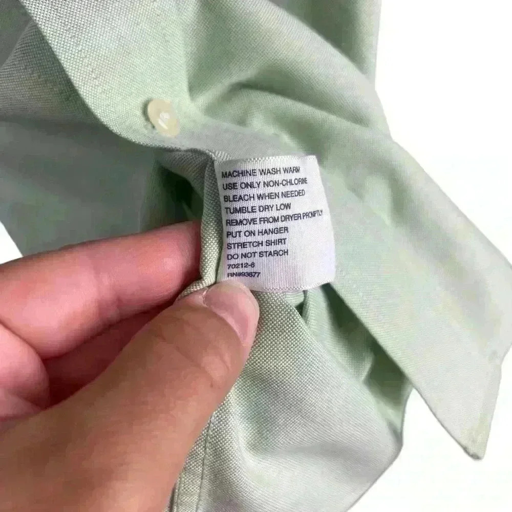 Stafford Essentials Cotton Blend Oxford Green Classic Fit | Size 16 1/2 - Picture 6 of 7